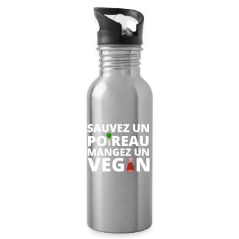 végan, végan humour, végétarien - Gourde avec paille intégrée - argent clair - Droite