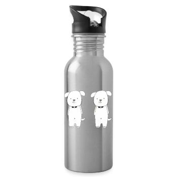 frères chiens - Gourde avec paille intégrée - argent clair - Droite