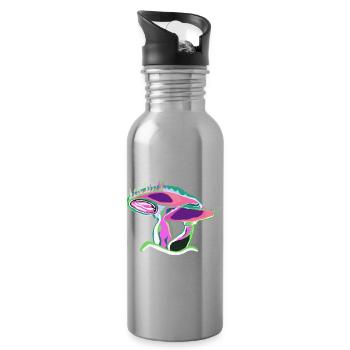 Neon Pilz Farbkunst - Trinkflasche mit integriertem Trinkhalm - Lightsilver - Rechts
