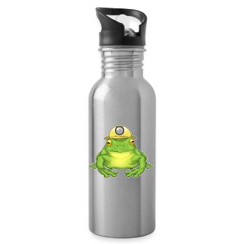 Frosch Bergbau Bergarbeiter - Trinkflasche mit integriertem Trinkhalm - Lightsilver - Rechts