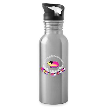 Lustige Meerschweinchen bunt  - Trinkflasche mit integriertem Trinkhalm - Lightsilver - Rechts