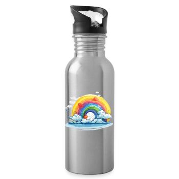 Fierté arc-en-ciel - Gourde avec paille intégrée - argent clair - Droite