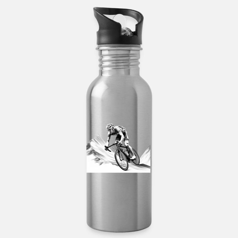 Vélo de route, randonnée en montagne, vélo et descente - Gourde avec paille intégrée - argent clair