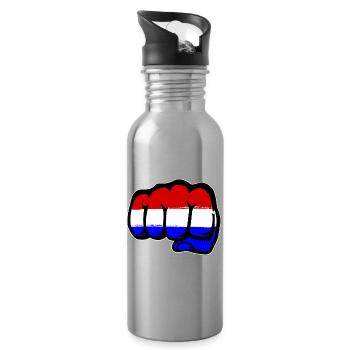 Holland Flagge Hand Faust - Trinkflasche mit integriertem Trinkhalm - Lightsilver - Rechts