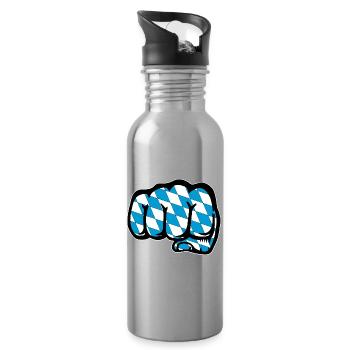 Bayern Flagge Faust Symbol - Trinkflasche mit integriertem Trinkhalm - Lightsilver - Rechts