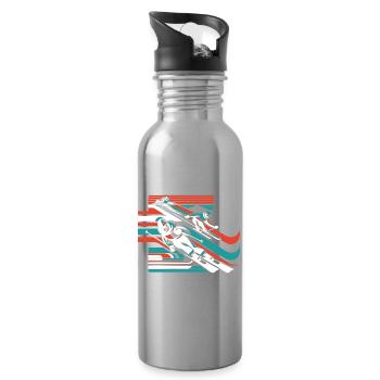 schifahren ski wintersport schnee winter - Trinkflasche mit integriertem Trinkhalm - Lightsilver - Rechts