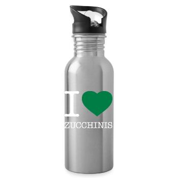 I LOVE ZUCCHINIS - Water bottle with straw - silver - Right