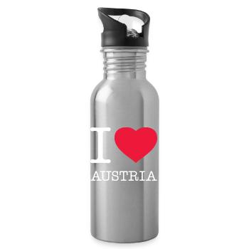 I LOVE AUSTRIA Österreich - Water bottle with straw - silver - Right