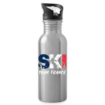 Ski Team France Emblem - Water bottle with straw - silver - Right