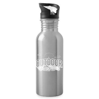 Outdoor Explorer Emblem - Water bottle with straw - silver - Right