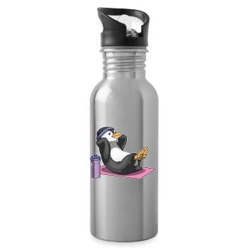 Penguin Abdominal Training Bodybuilding - Water bottle with straw - silver - Right