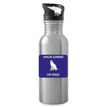 Clever as a monkey - Water bottle with straw - silver - Right