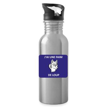 Ich bin hungrig wie ein Wolf - Trinkflasche mit integriertem Trinkhalm - Lightsilver - Rechts