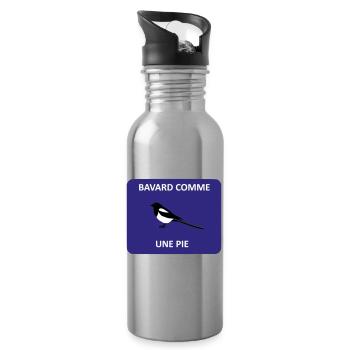 Geschwätzig wie eine Elster - Trinkflasche mit integriertem Trinkhalm - Lightsilver - Rechts