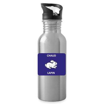 Heißes Kaninchen - Trinkflasche mit integriertem Trinkhalm - Lightsilver - Rechts