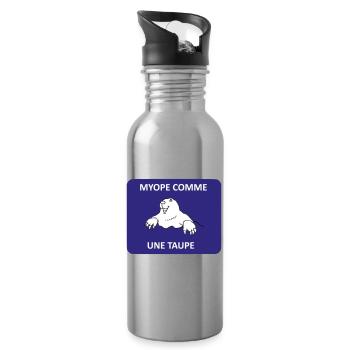 Short-sighted as a mole - Water bottle with straw - silver - Right