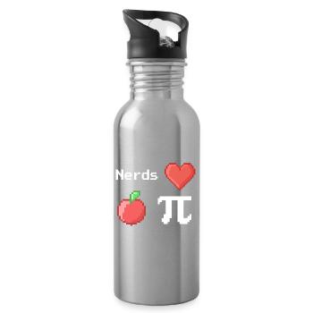 nerds love apple pi pie sprüche math pixel - Trinkflasche mit integriertem Trinkhalm - Lightsilver - Rechts