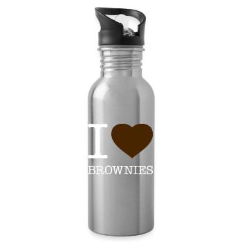 I LOVE BROWNIES - Trinkflasche mit integriertem Trinkhalm - Lightsilver - Rechts