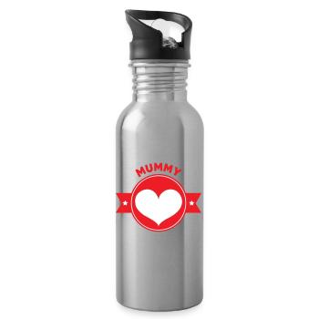 Maman d'Amour - Muttertag - Trinkflasche mit integriertem Trinkhalm - Lightsilver - Rechts