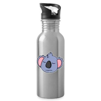 Koala Head Animal Tired - Water bottle with straw - silver - Right