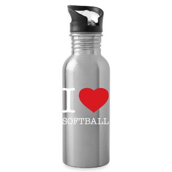 I LOVE SOFTBALL - Water bottle with straw - silver - Right