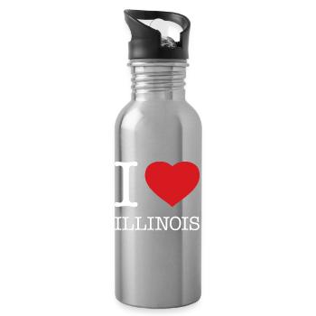 I LOVE ILLINOIS - Trinkflasche mit integriertem Trinkhalm - Lightsilver - Rechts