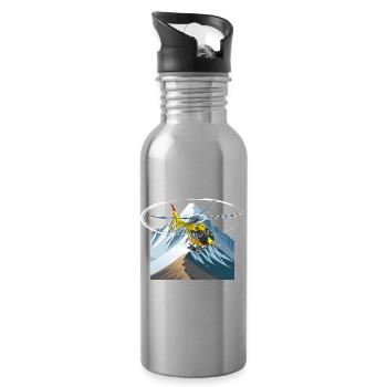 Hubschrauber im Anflug - Trinkflasche mit integriertem Trinkhalm - Lightsilver - Rechts
