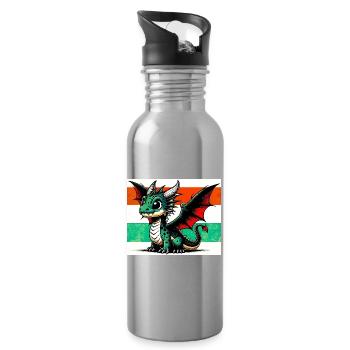 dragon - Water bottle with straw - silver - Right