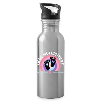 Expectant mother LOVE MULTIPLIES Funny - Water bottle with straw - silver - Right