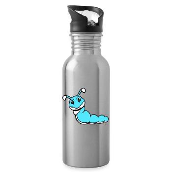 Chenille douce douce petits sourires amicale heureuse - Gourde avec paille intégrée - argent clair - Droite