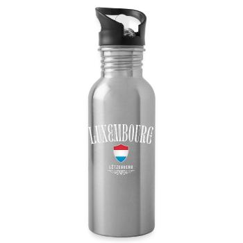 Drapeau luxembourgeois, made in Luxembourg - Gourde avec paille intégrée - argent clair - Droite