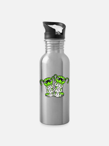 2 Raupe Mittelfinger Beleidigung Sonnenbrille Team - Trinkflasche mit integriertem Trinkhalm - Lightsilver