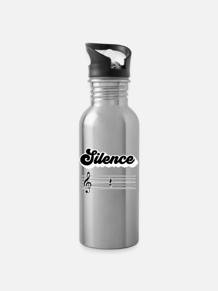 Silence Solfeggio Geschenk Musikermusik - Trinkflasche mit integriertem Trinkhalm - Lightsilver