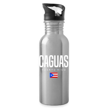 Caguas Puerto Rico Puerto Ricans - Water bottle with straw - silver - Right