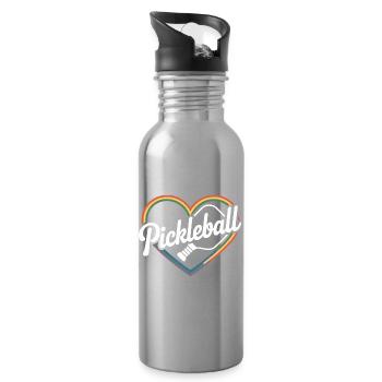 Coeur Pickleball - Gourde avec paille intégrée - argent clair - Droite