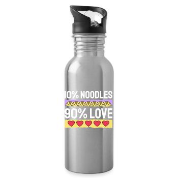 10 % de nouilles, 90 % d’amour de l’art de la nourriture drôle - Gourde avec paille intégrée - argent clair - Droite