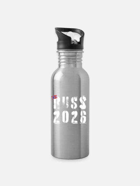 RUSSLAND 2026 Grunge-Jahr - Trinkflasche mit integriertem Trinkhalm - Lightsilver