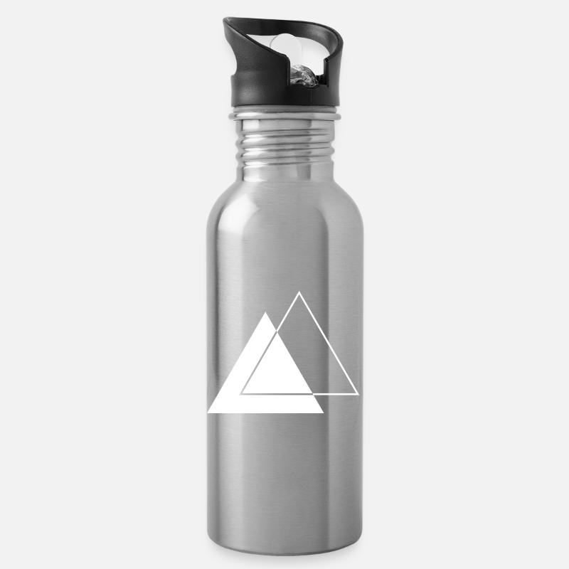 Geometrisches Traiangles-Design - Trinkflasche mit integriertem Trinkhalm - Lightsilver