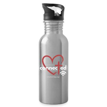 Connected with Jesus - Heart - Cross - Love - Water bottle with straw - silver - Right