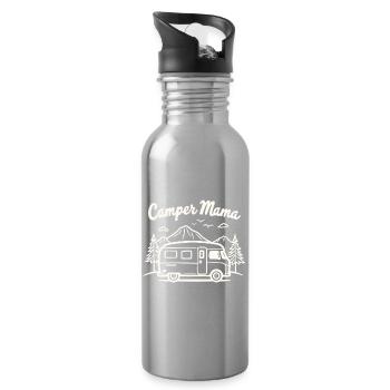 Camper Mama Abenteuer Berge Campingbus - Trinkflasche mit integriertem Trinkhalm - Lightsilver - Rechts