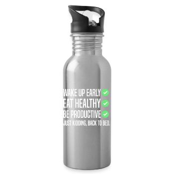 Funny New Year's Resolution - Water bottle with straw - silver - Right