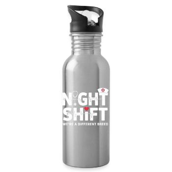NachtSchicht Herzpfleger – Different Breed - Trinkflasche mit integriertem Trinkhalm - Lightsilver - Rechts
