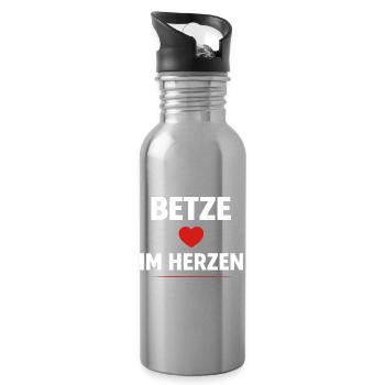 Betze in the Heart – Kaiserslautern Fan Shirt - Water bottle with straw - silver - Right