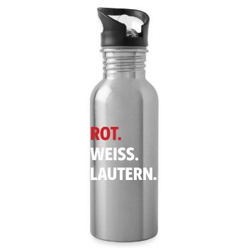 Red. White. Lautern. – Kaiserslautern Fan Shirt - Water bottle with straw - silver - Right