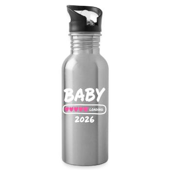 Baby Loading 2026 Schwangerschaft Eltern - Trinkflasche mit integriertem Trinkhalm - Lightsilver - Rechts