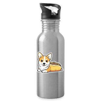 Collant en forme de pain pour hot-dogs Corgi mignon - Gourde avec paille intégrée - argent clair - Droite