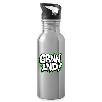 GRNNLND! Grönland Streetwear für Weltenbummler - Trinkflasche mit integriertem Trinkhalm - Lightsilver - Rechts