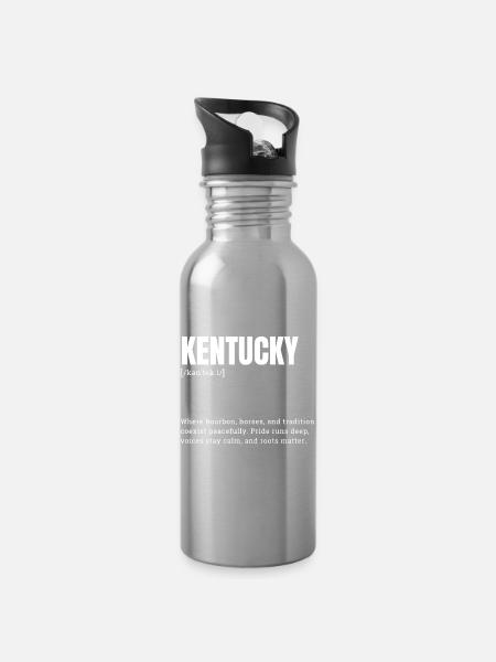 Kentucky Pride: Bourbon Roots - Trinkflasche mit integriertem Trinkhalm - Lightsilver