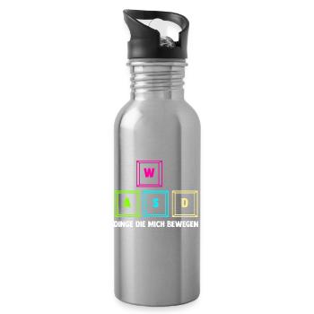 Zocken Computerspieler Zocker Gaming Gamer - Trinkflasche mit integriertem Trinkhalm - Lightsilver - Rechts