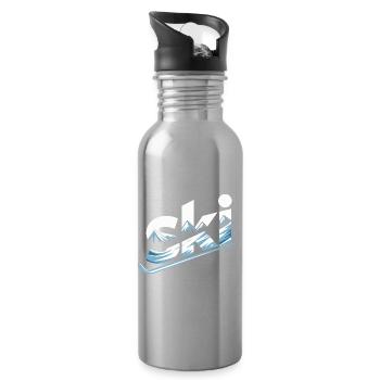 Ski Bergpanorama Typo Design - Trinkflasche mit integriertem Trinkhalm - Lightsilver - Rechts